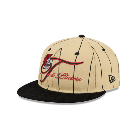 Portland Trail Blazers Pinstripe Script Retro Crown 9FIFTY Adjustable Hat - New Era Cap