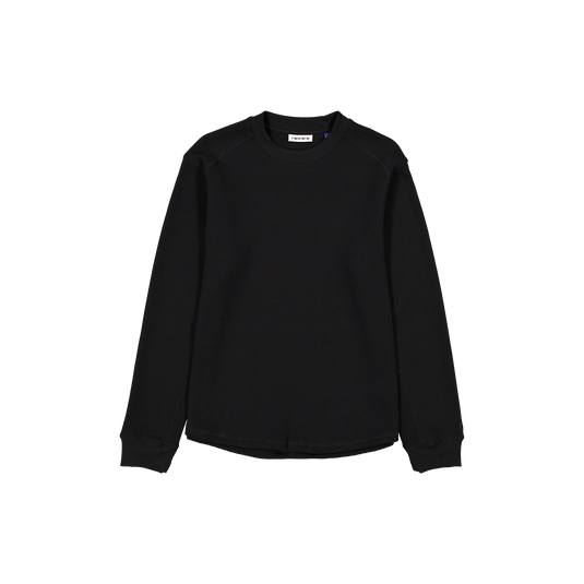 New Era Branded Black Long-Sleeve Waffle T-Shirt - New Era Cap