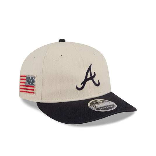 Atlanta Braves Three Looms Americana Herringbone Retro Crown 9FIFTY Adjustable Hat - New Era Cap