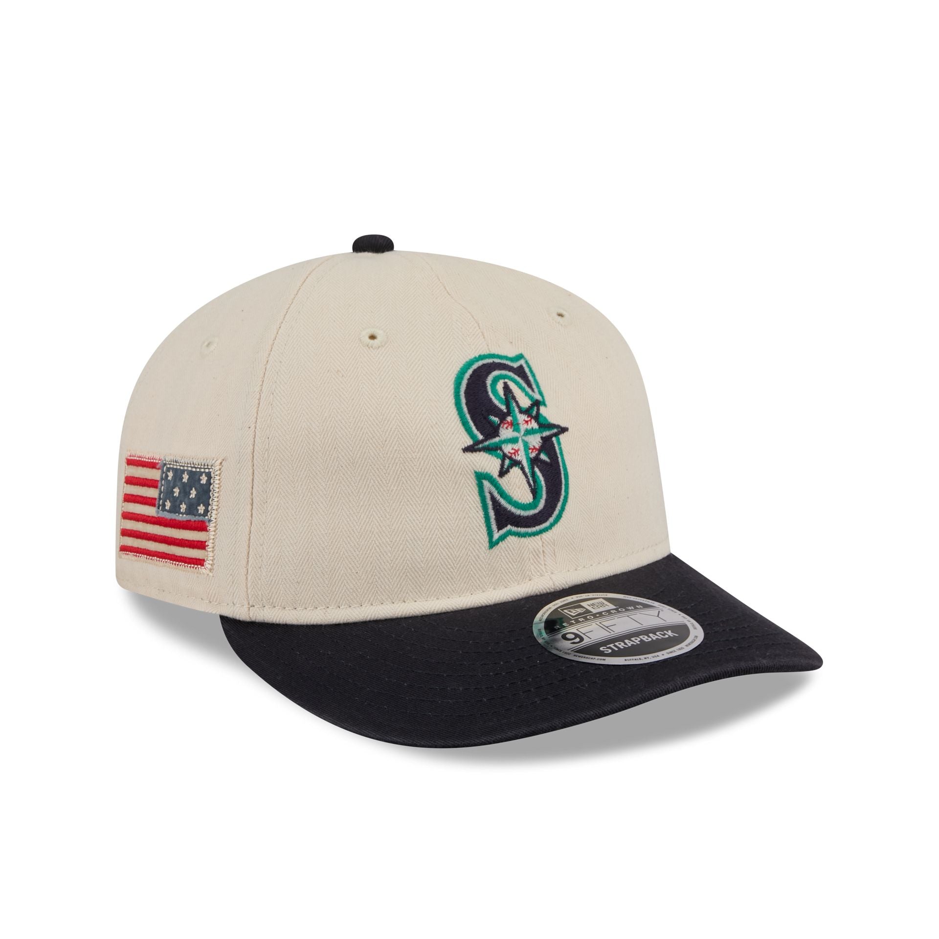 Seattle Mariners Three Looms Americana Herringbone Retro Crown 9FIFTY Adjustable Hat