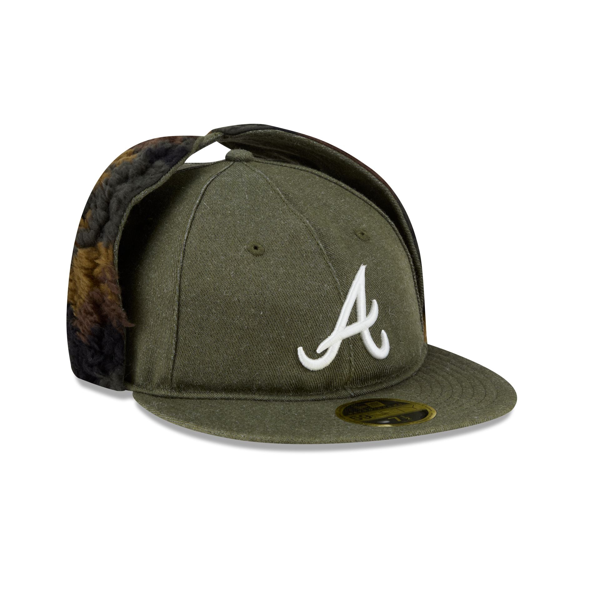 Atlanta Braves Three Looms Cotton Twill Camo Retro Crown Dog Ear 59FIFTY Fitted Hat
