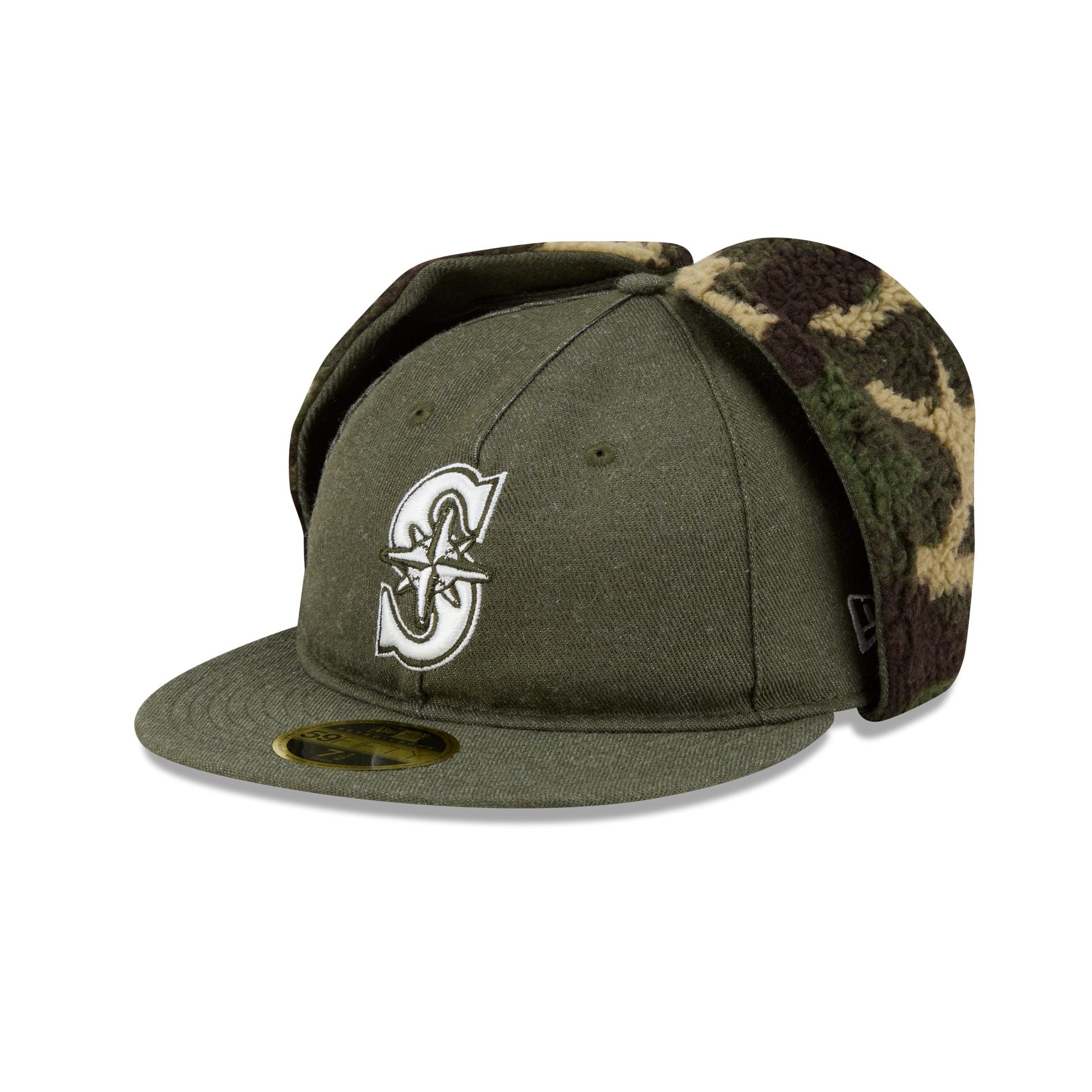 Seattle Mariners Three Looms Cotton Twill Camo Retro Crown Dog Ear 59FIFTY Fitted Hat