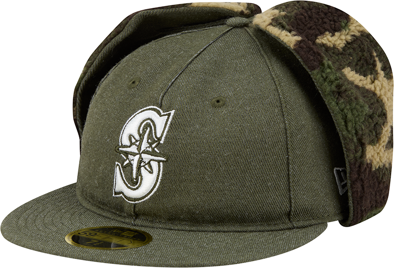 Seattle Mariners Three Looms Cotton Twill Camo Retro Crown Dog Ear 59FIFTY Fitted Hat