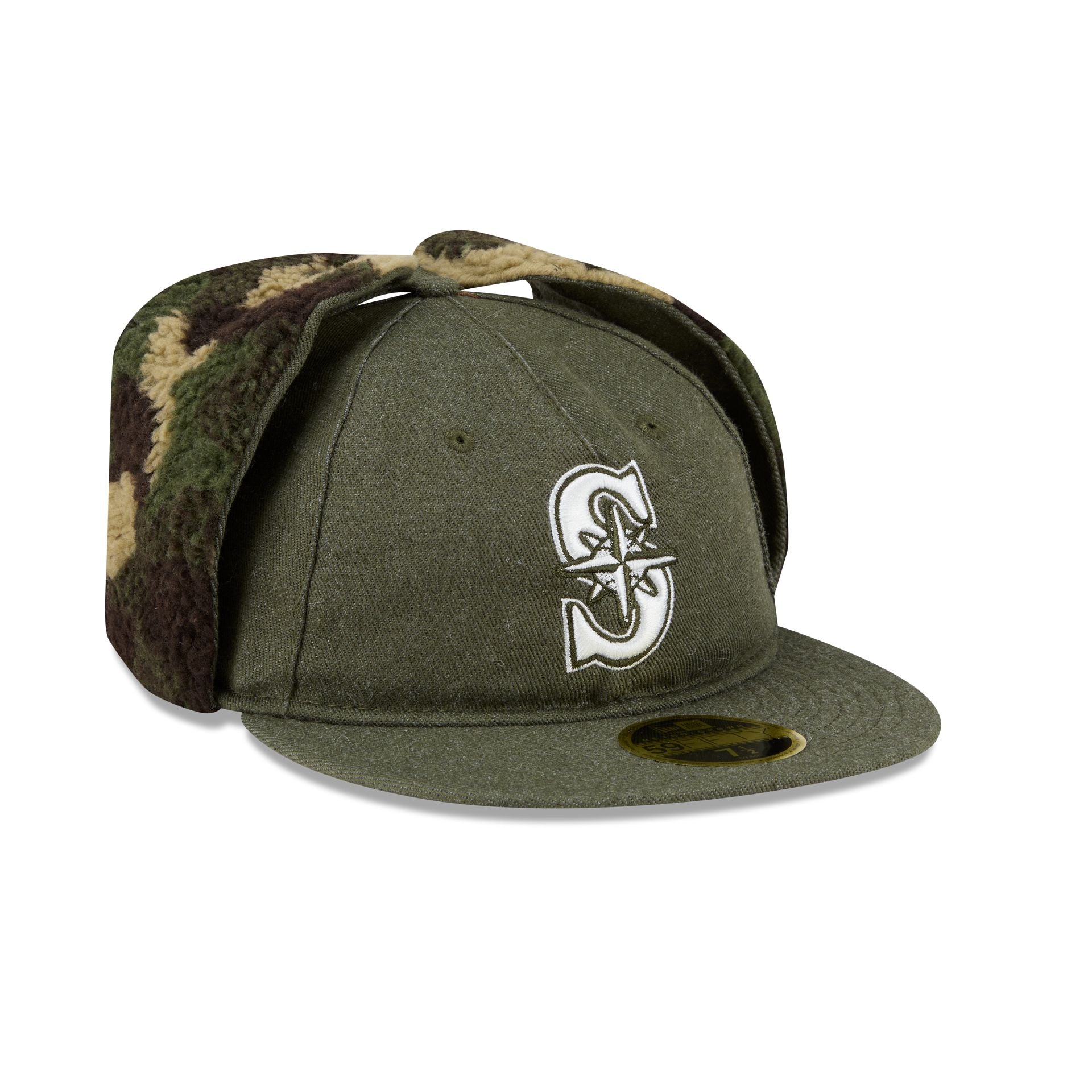 Seattle Mariners Three Looms Cotton Twill Camo Retro Crown Dog Ear 59FIFTY Fitted Hat