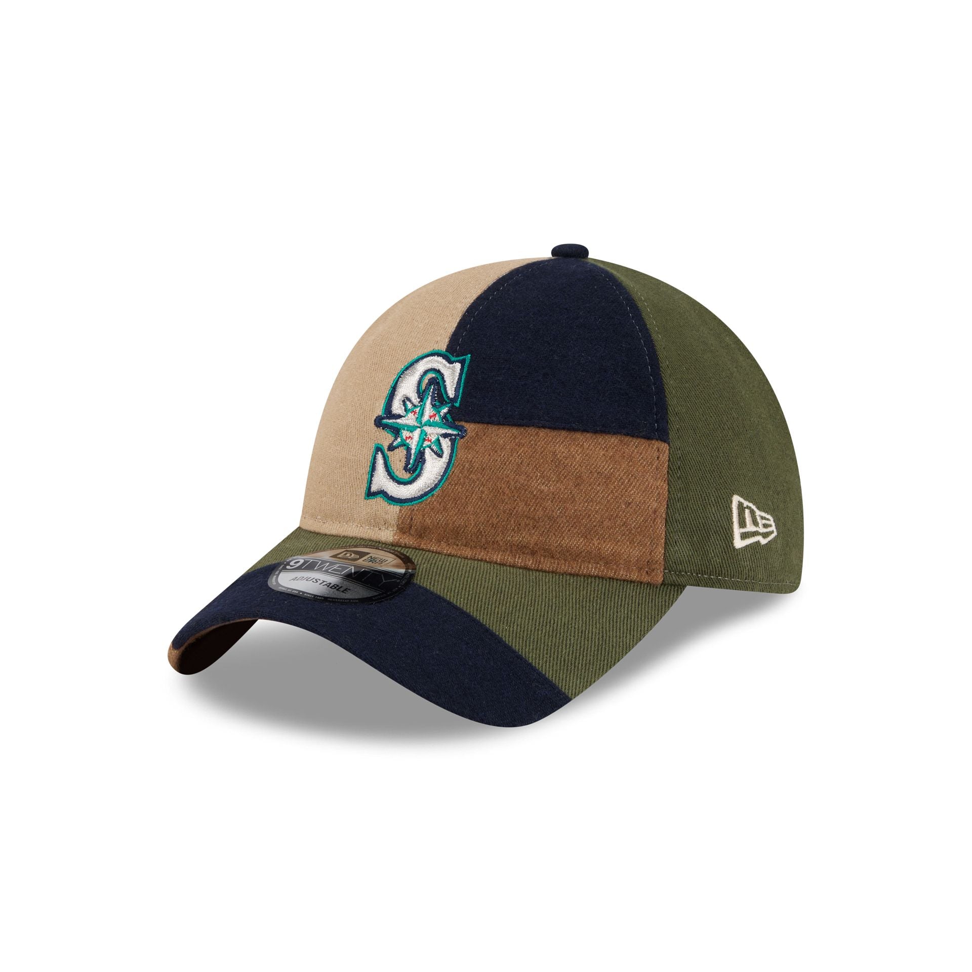 Seattle Mariners Three Looms Cotton Twill Patchwork 9TWENTY Adjustable Hat