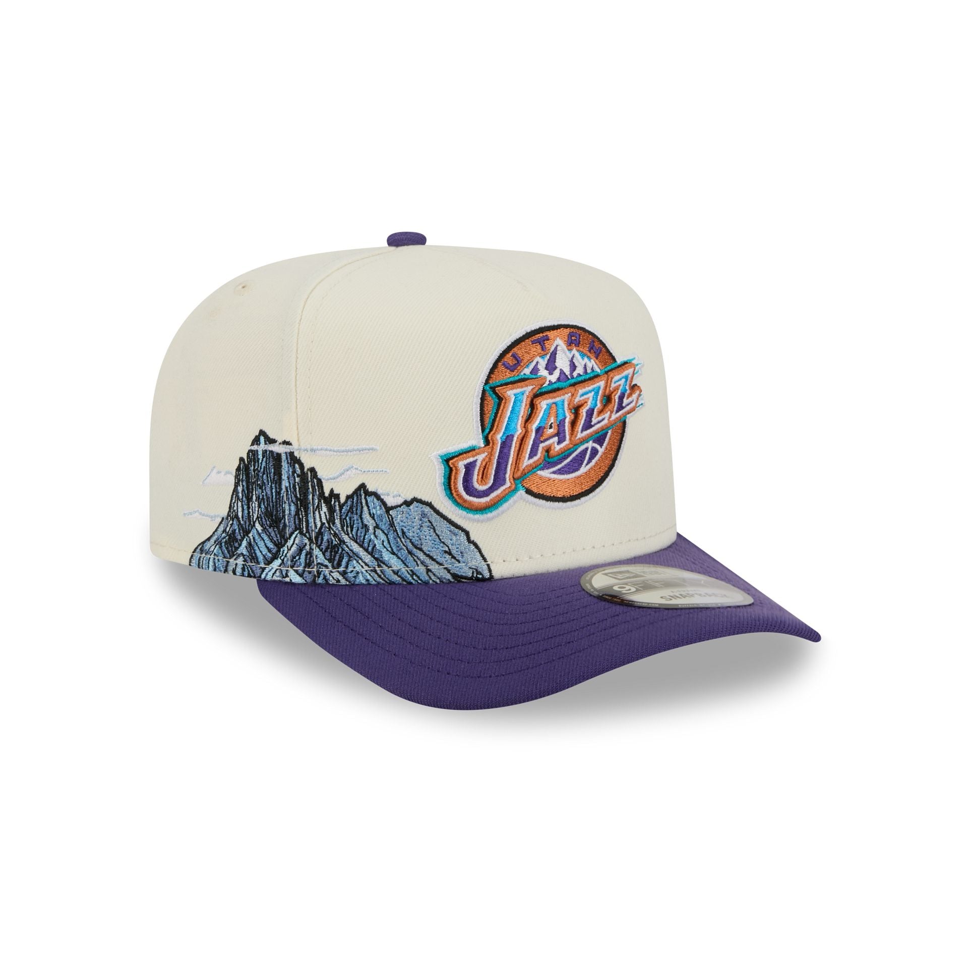 Utah Jazz 1979-1996 Hardwood Classics Chrome White 9FIFTY A-Frame Snapback Hat