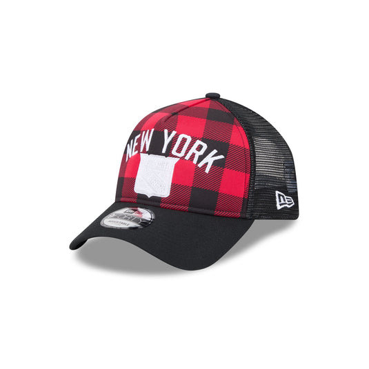 New York Rangers Evergreen Check 9FORTY A-Frame Trucker Hat - New Era Cap