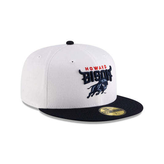 Howard Bison White Navy 59FIFTY Fitted Hat - New Era Cap