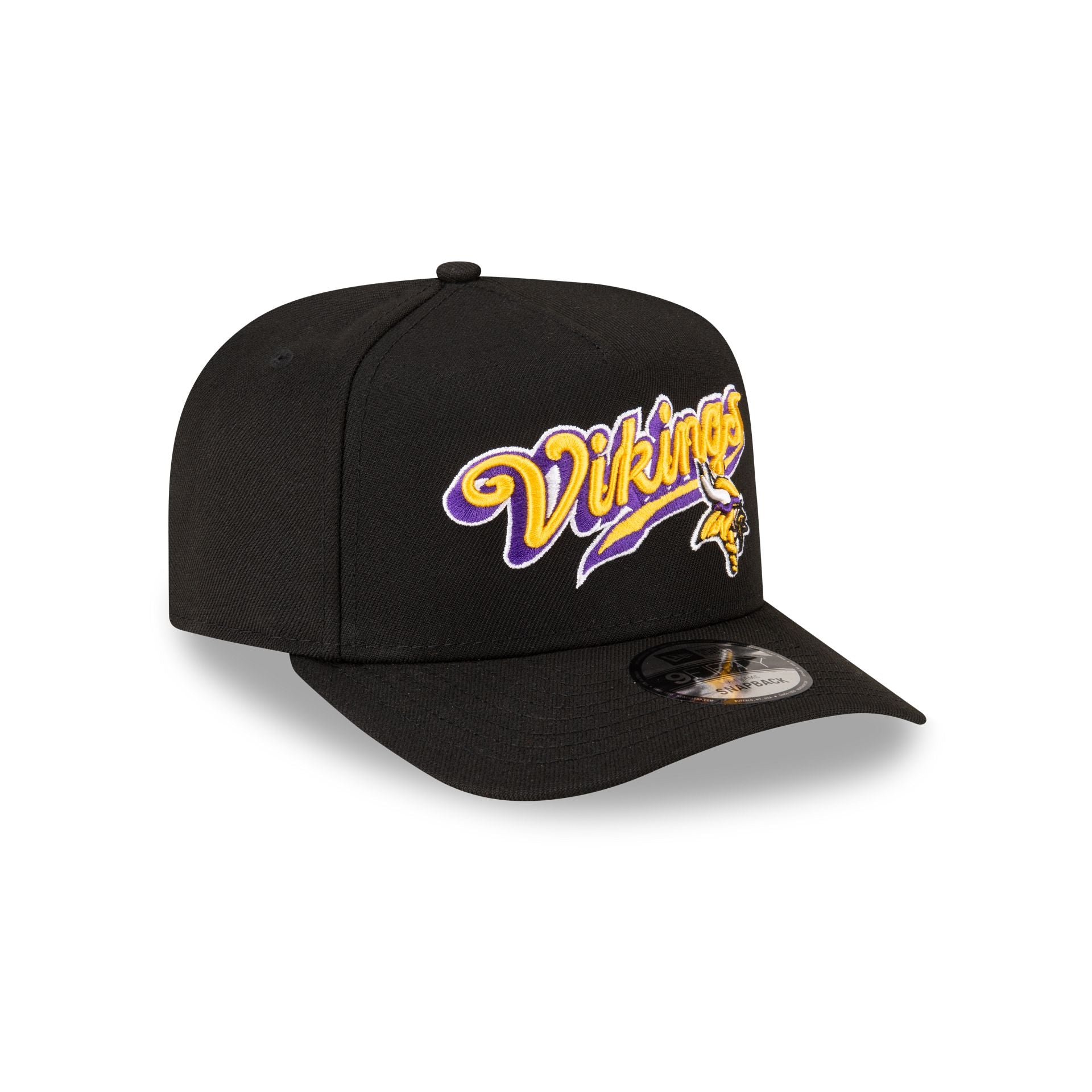 Born x Raised x Minnesota Vikings Script Black 9FIFTY A-Frame Snapback Hat