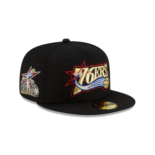 Philadelphia 76ers 1963-1976 Hardwood Classics Poly Black 59FIFTY Fitted Hat - New Era Cap