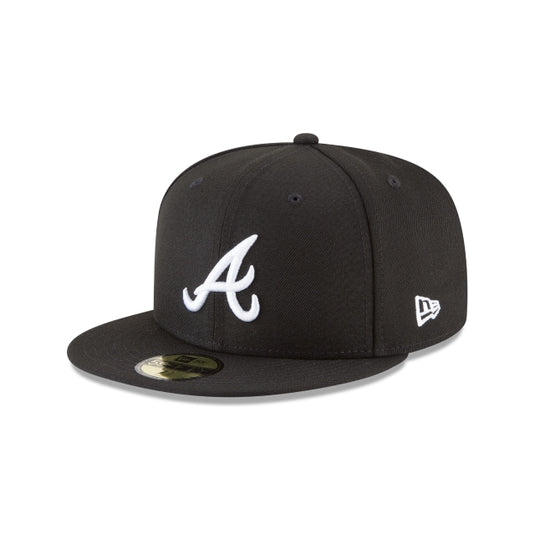 Atlanta Braves Black and White Basic 59FIFTY Fitted Hat - New Era Cap